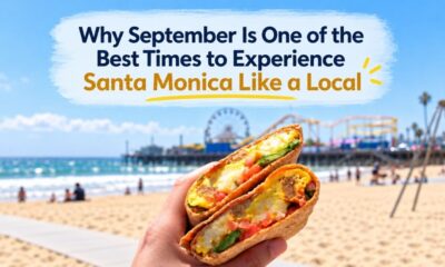 Breakfast-burrito-held-on-Santa-Monica-Beach-with-the-Santa-Monica-Pier-in-the-background-and-the-title-Why-September-Is-One-of-the-Best-Times-to-Experience-Santa-Monica-Like-a-Local